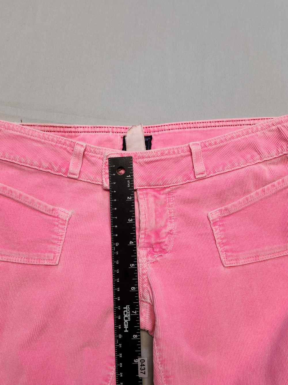 Vtg Y2K Von Dutch Women 27 Spell Out Wide Leg Flared Stretch Jeans Pink Corduroy - Picture 12 of 12